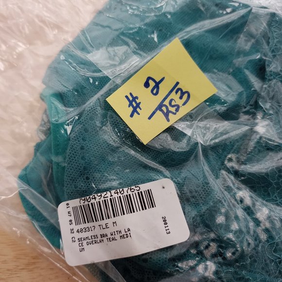 Rhonda Shear Seamless Bra with Lace overlay TEAL - Picture 4 of 4